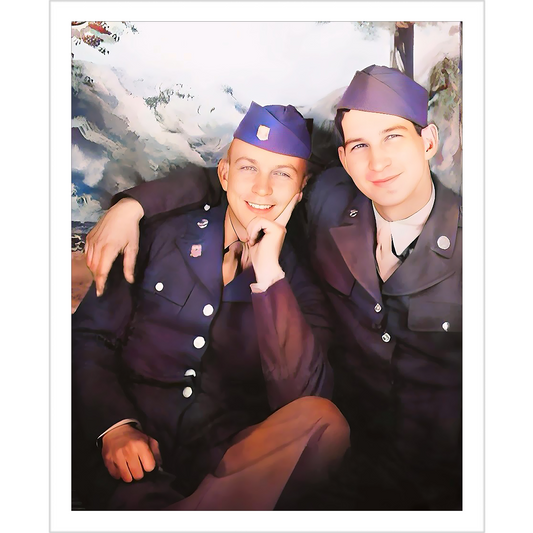 paire 014 | Giclee Artist Print Vintage Affectionate Men Gay Queer Army USA Uniform Boyfriends