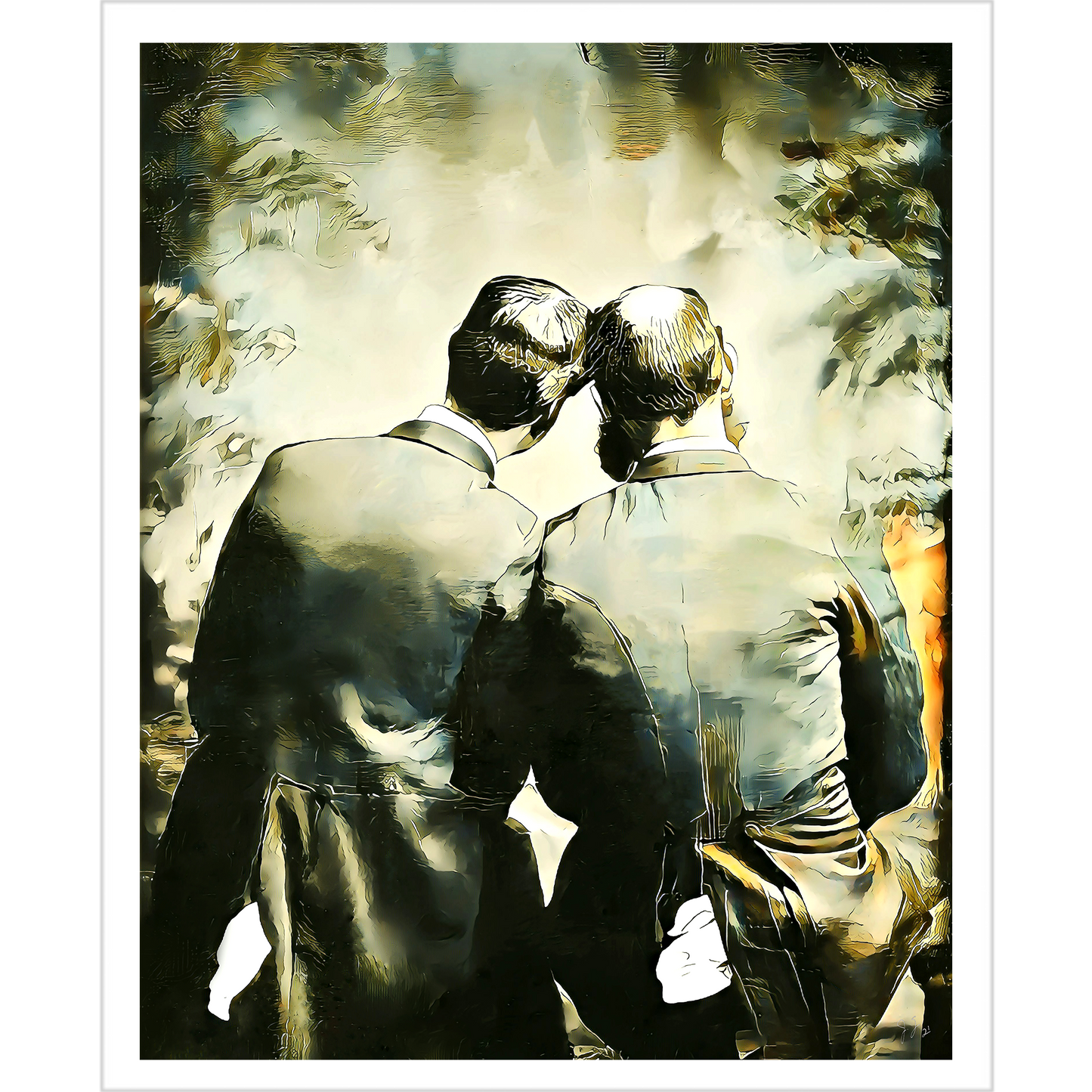 Vintage Homophobia Gay Queer Victorian LGBTQ Couple Old Men paire 015  | Giclee Artist Print