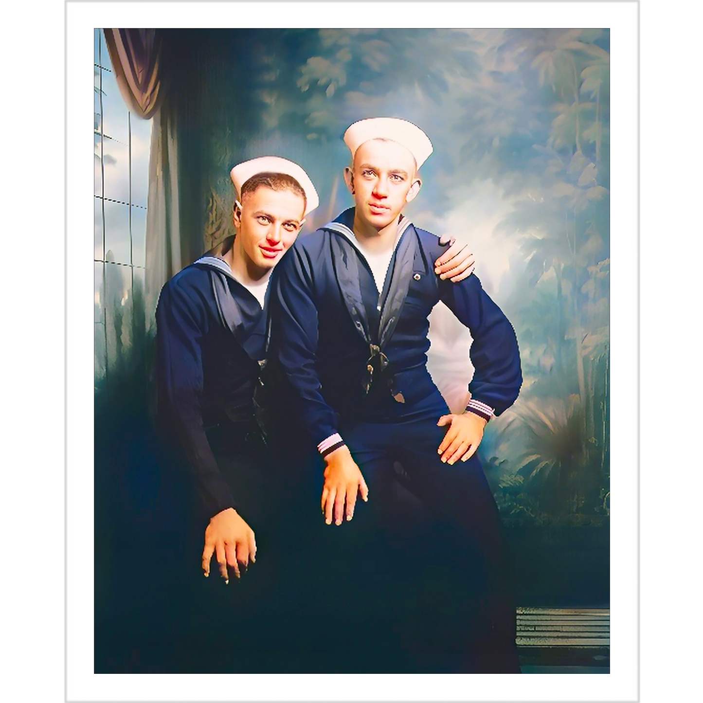 paire 017 | Giclee Artist Print Vintage Affectionate Men Couple Gay USN Uniform Queer LGBTQ Navy