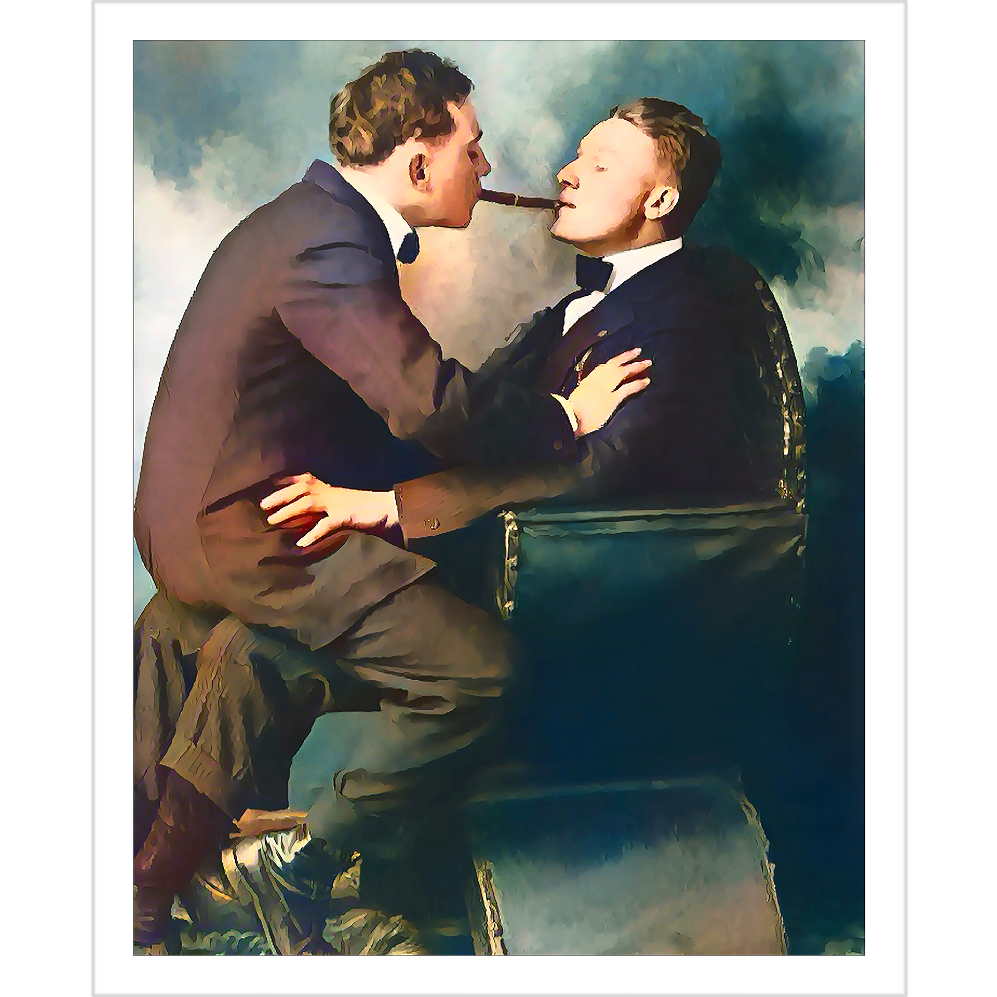 Vintage Affectionate Men Cigar Nightclub Queer LGBTQ Couple paire 024  | Giclee Artist Print