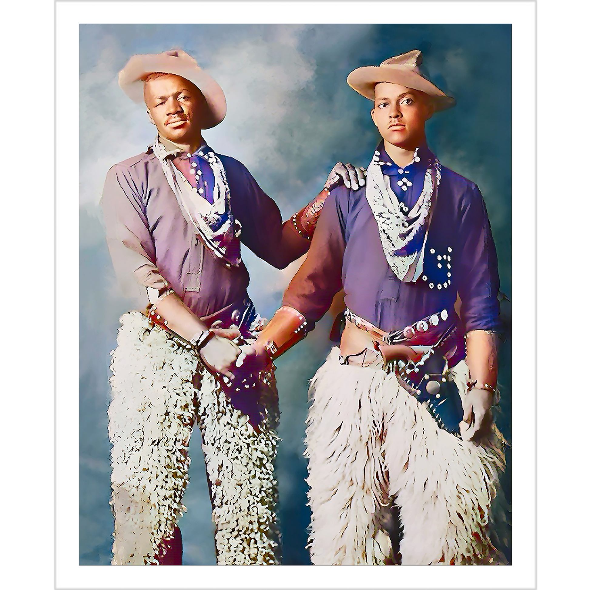 paire 028 | Giclee Artist Print Vintage Affectionate Men Gay Black Afro-American LGBTQ Cowboys