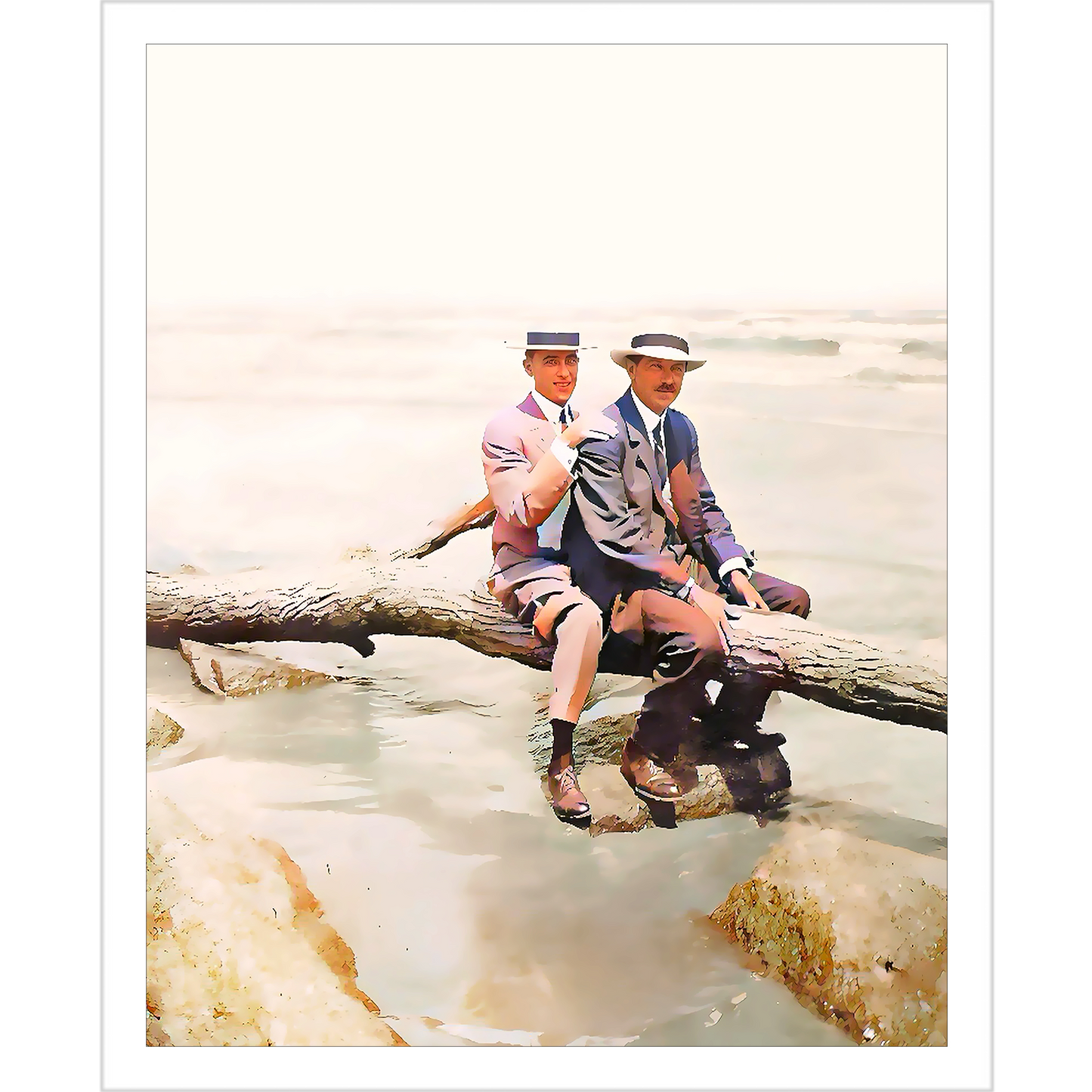 paire 031 | Giclee Artist Print Vintage Affectionate Men Sea Ocean Gay Queer LGBTQ Couple