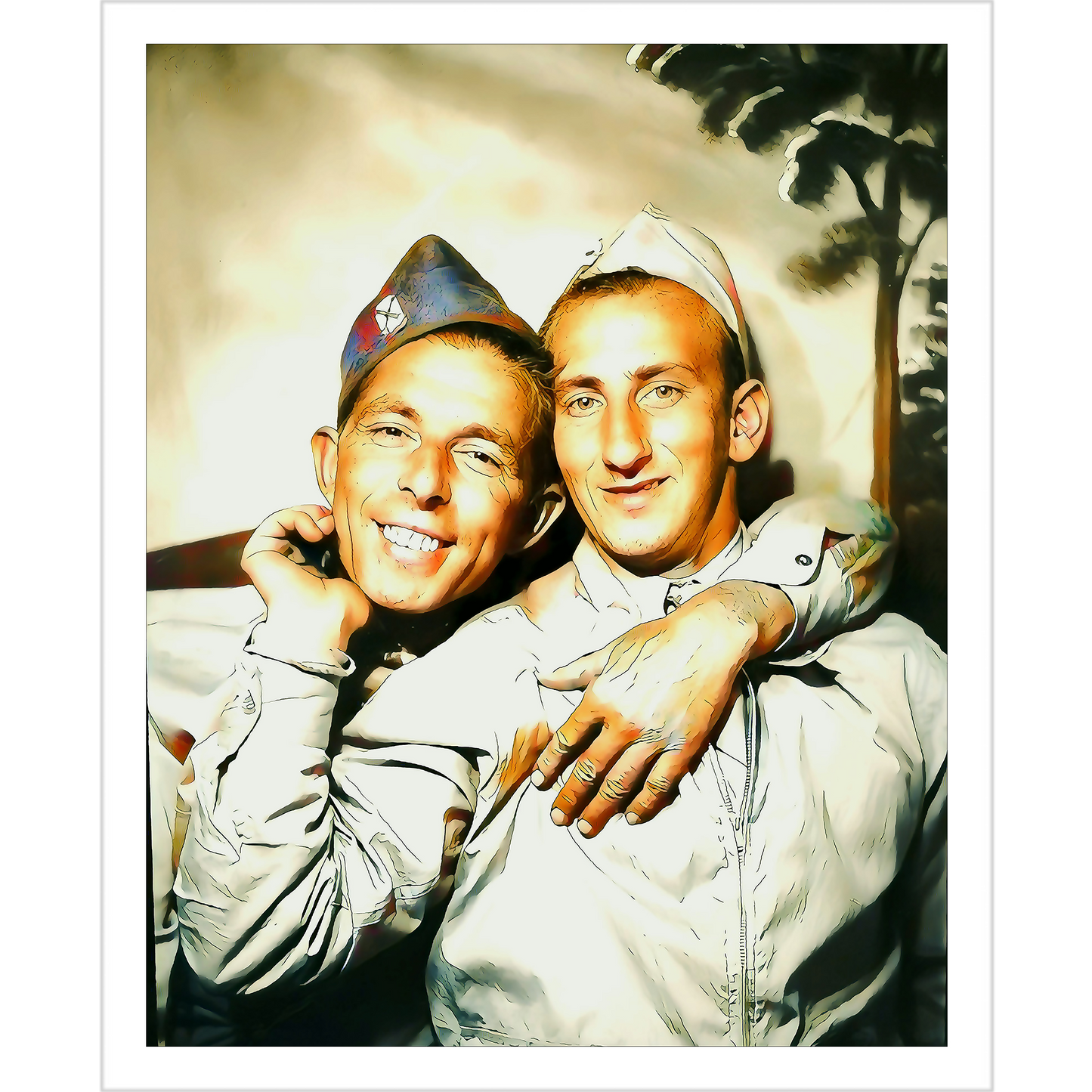 Gay Vintage Affectionate Men USA Army Queer Uniform LGBTQ paire 032  | Giclee Artist Print