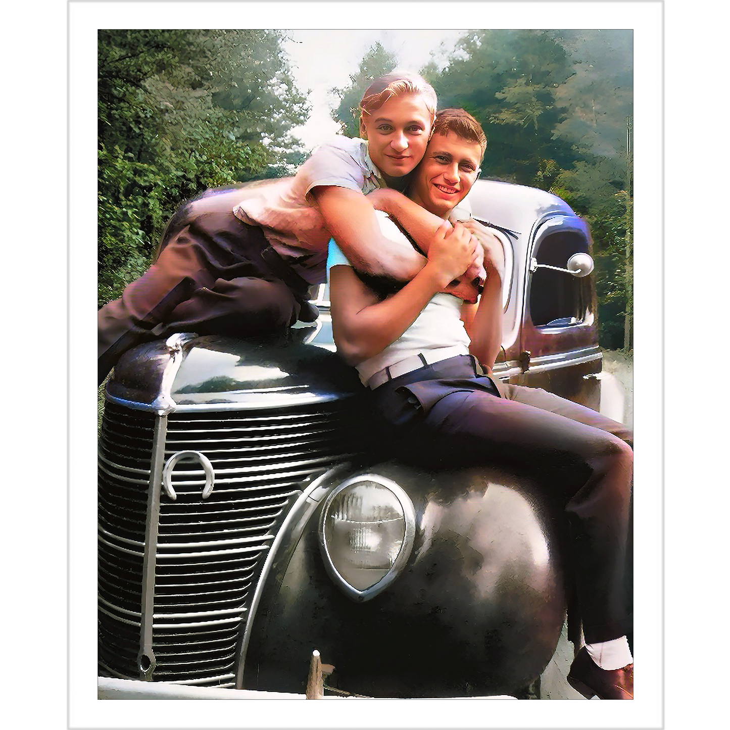 paire 045 | Giclee Artist Print Gay Vintage Affectionate Men Chevy Embrace Love Queer LGBTQ Boyfriends