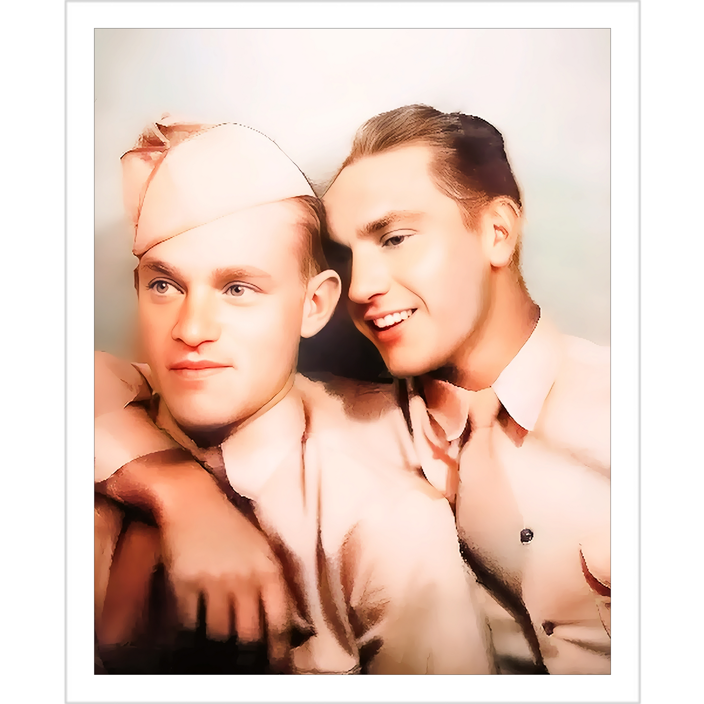 paire 049  | Giclee Artist Print LGBTQ Vintage Affectionate Men Gay Queer US Army Uniform Boyfriends
