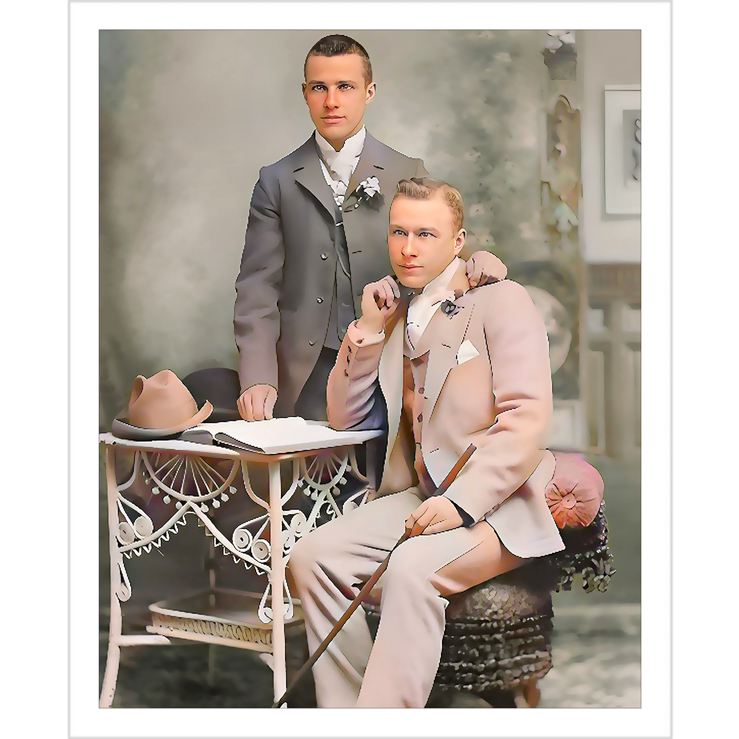 paire 054 | Giclee Artist Print Vintage Affectionate Men Gay Wedding Grooms Nuptials Certificate