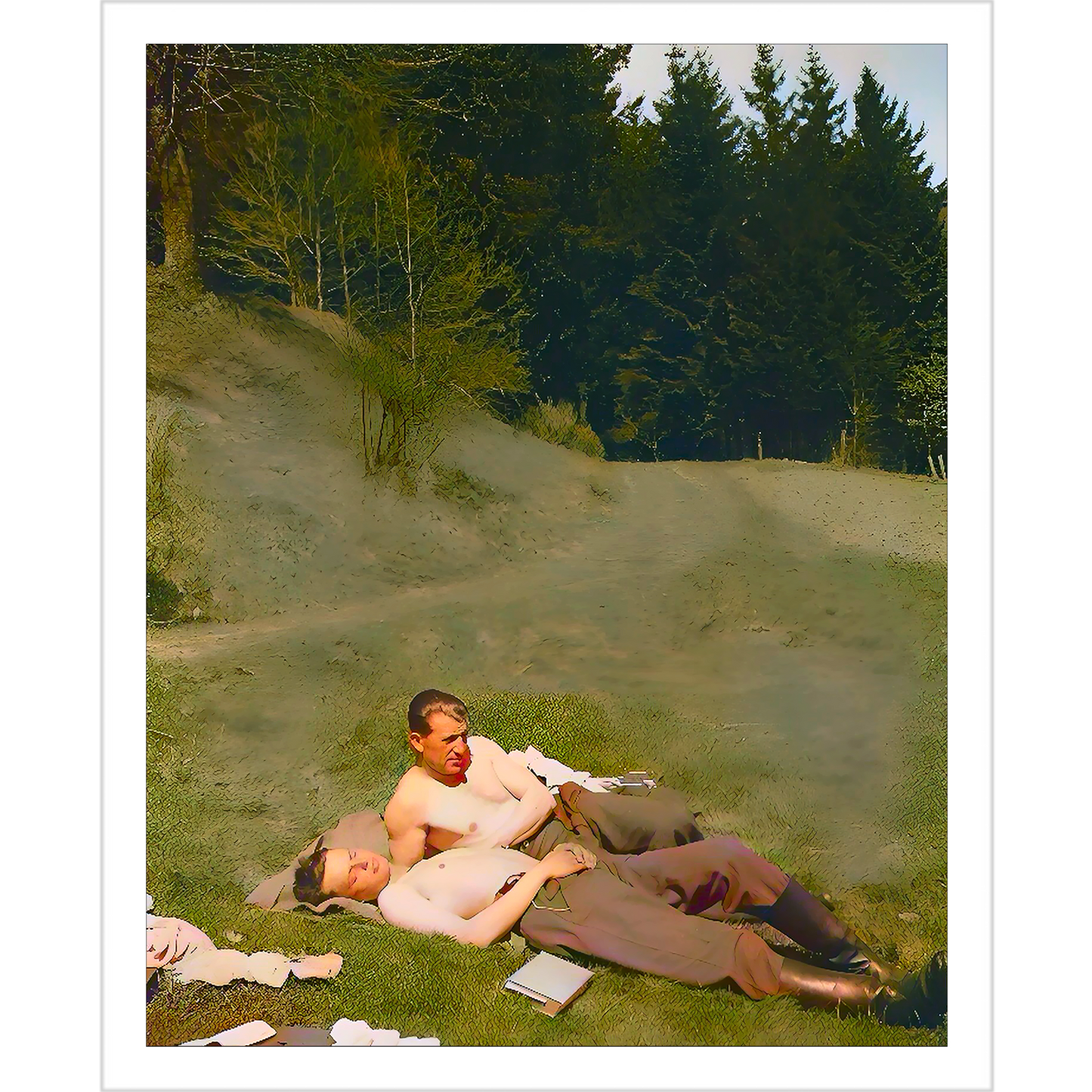 paire 073 | Giclee Artist Print Italy Gay Affectionate Men Forest Queer Solider LGBTQ Belluno Dolomites