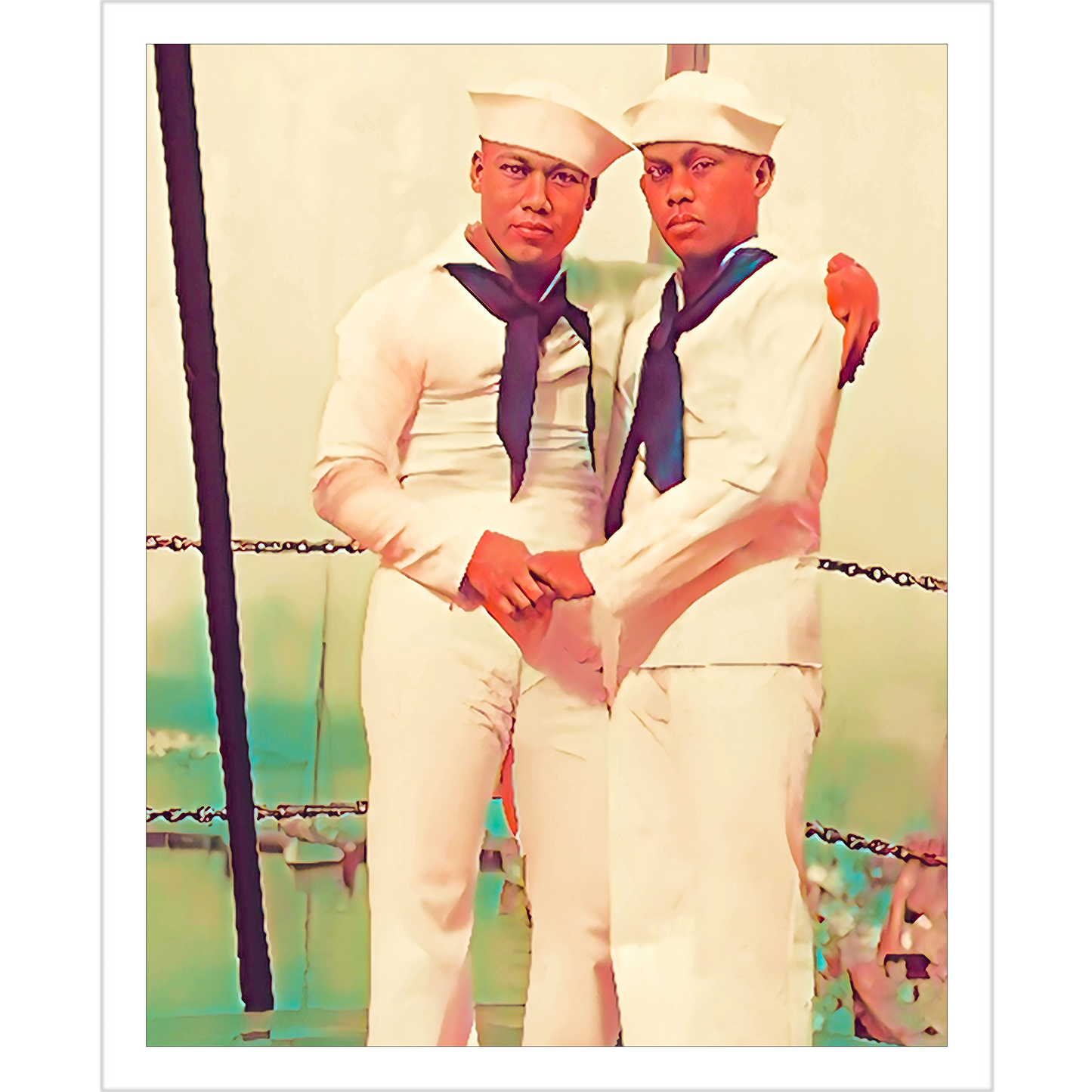 paire 089 | Giclee Artist Print Affectionate Vintage Black Men LGBTQ Sailors Queer USS Iowa