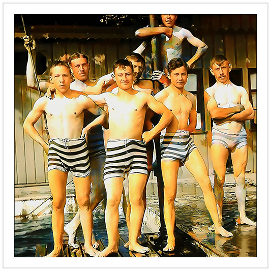 Vintage Gay Beach Club Swimmers Suits Swim Queer LGBTQ nager 010  | Giclee Artist Print