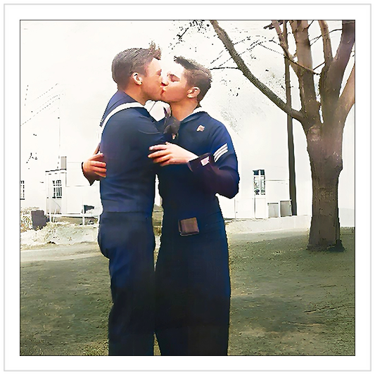 Gay Sailor USN Navy Vintage Affection Men Kiss Uniform LGBTQ Queer paire 034  | Giclee Artist Print