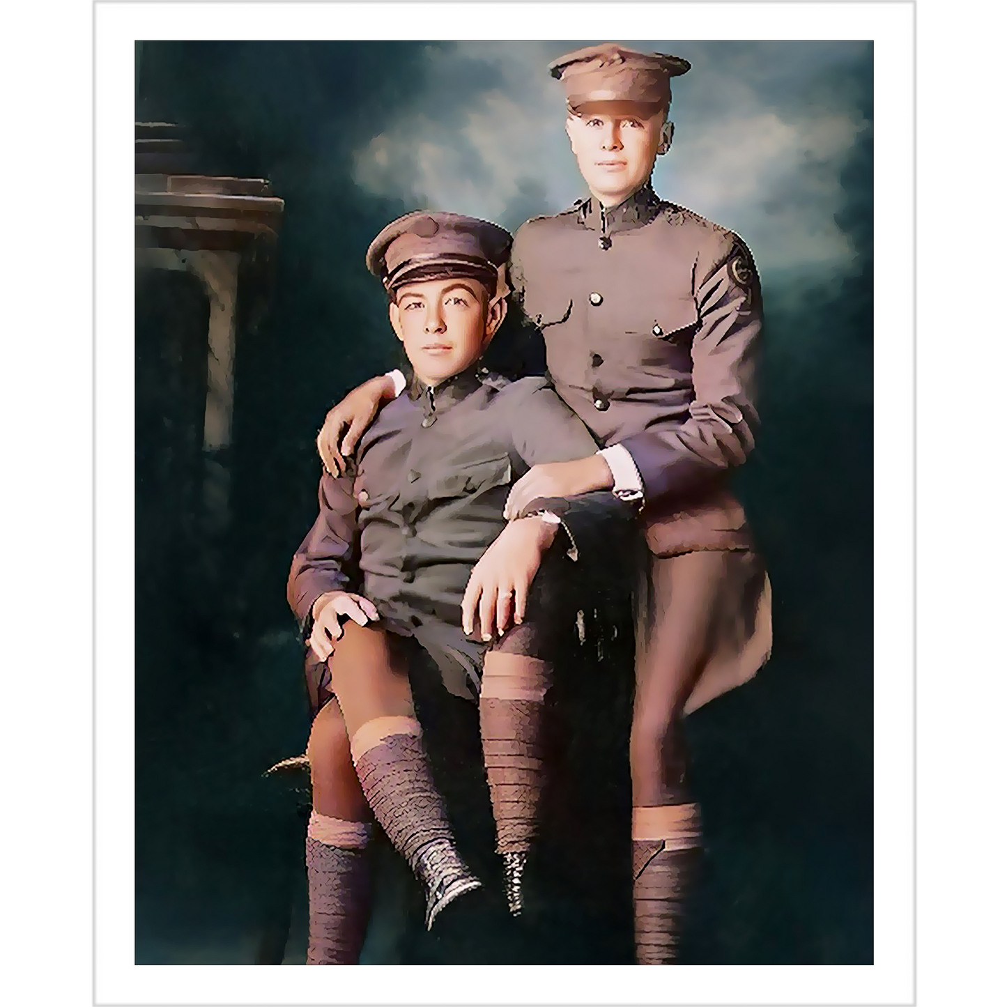 paire 001 | Giclee Artist Print Vintage Affectionate Men WWI Uniform Soldiers Marines Gay LGBTQ
