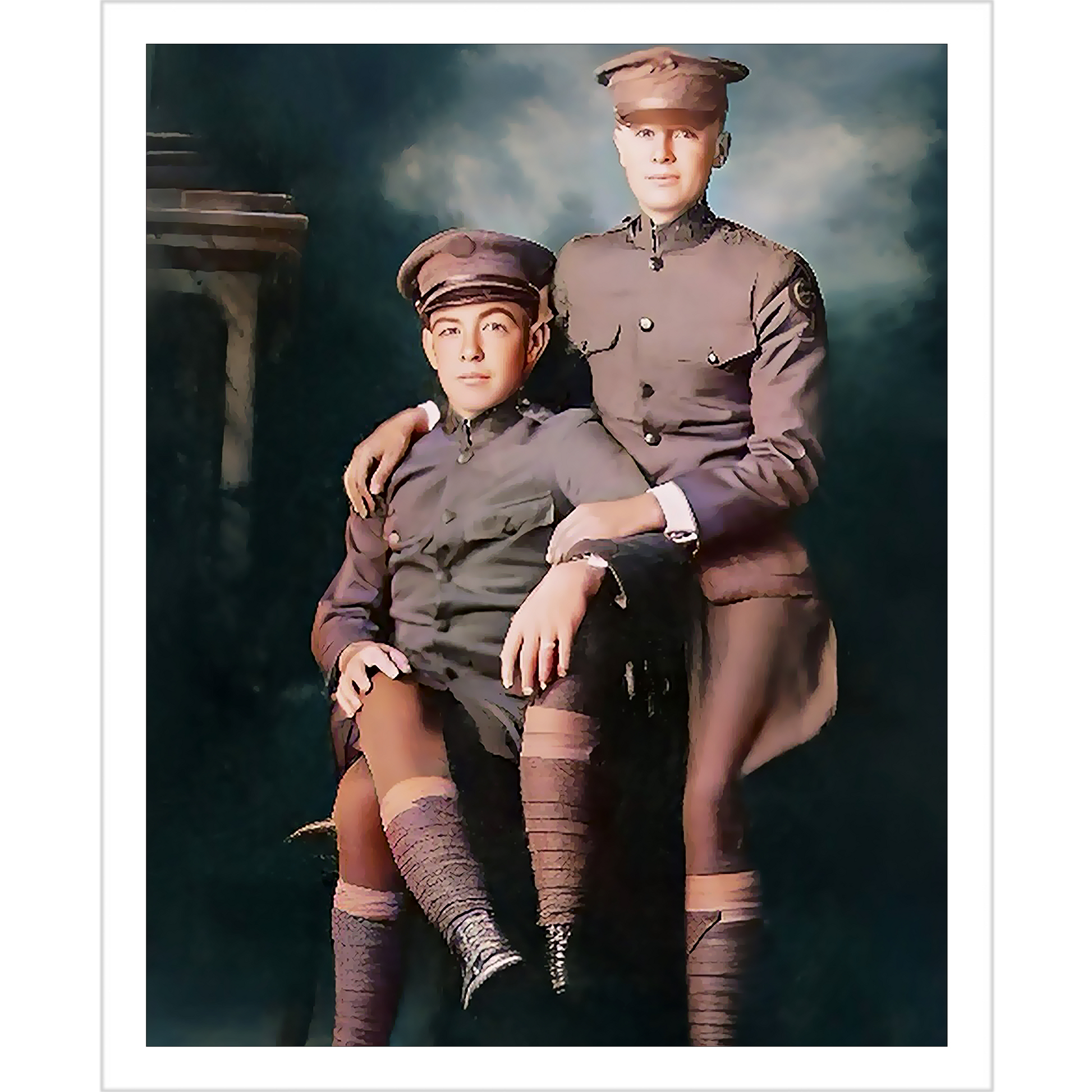 paire 001 | Giclee Artist Print Vintage Affectionate Men WWI Uniform Soldiers Marines Gay LGBTQ