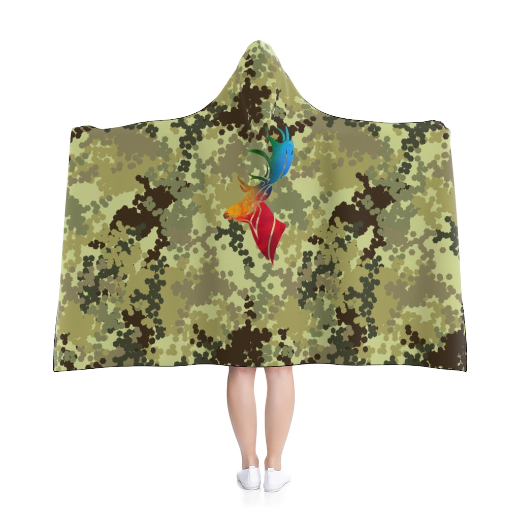 Camo & Buck Hooded Blanket Gay Pride Hunter Fishing Camping Queer LGBT Dad Uncle Gift Present